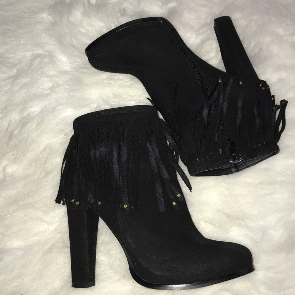 Forever 21 Black Fringe Ankle Boots